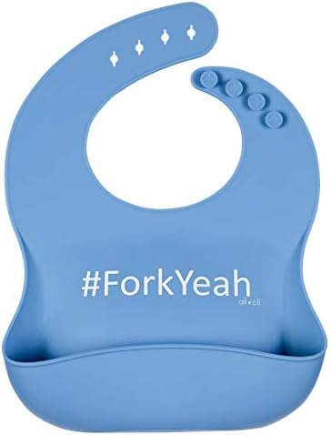 Ali+Oli Modern Bucket Bib Set for Boys (2pk) BPA Free Eco Friendly Waterproof & Easy to Clean - Soft Silicone Bibs with Food Catcher Pouch and Adjustable Snaps for any Size Baby or Toddler (Grey/Blue) - Image 4