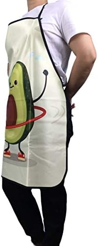 NVJUI JUFOPL Cute Apron, Cooking Kitchen Baking Gardening Haircut Bib, Funny Aprons for Women and Men Chef - Cute Avocado Boing Exercises with Hula Hoop - Image 4
