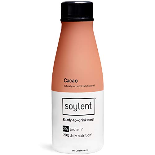 Soylent Cacao (Chocolate) Plant Protein Meal Replacement Shake, 14 fl oz, 12 Bottles