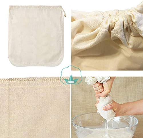Pro Quality Nut Milk Bag Cloth Strainer, 12"X12" for Foods Organic Reusable Kitchen Fine Mesh Cheesecloth with Drawstrings, Canning, Sprouting, Juicing - Image 3