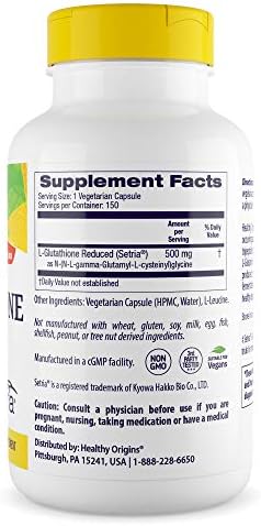 Healthy Origins L-Glutathione (Setria) 500 mg, 150 Veggie Caps - Image 8