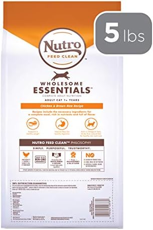 NUTRO WHOLESOME ESSENTIALS Natural Dry Cat Food, Indoor Cat Adult Chicken & Brown Rice Recipe, 5 lb. Bag - Image 2