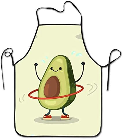 NVJUI JUFOPL Cute Apron, Cooking Kitchen Baking Gardening Haircut Bib, Funny Aprons for Women and Men Chef - Cute Avocado Boing Exercises with Hula Hoop
