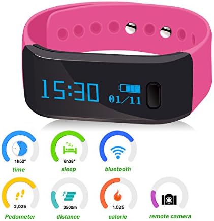 Megadream Waterproof IP65 Intelligent Activity Fitness Tracker with Pedometer Tracking & Sleep Quality & Health Sport Monitoring Smart Wristband Fitness Tracker Bracelet for iPhone & Android - Pink - Image 3