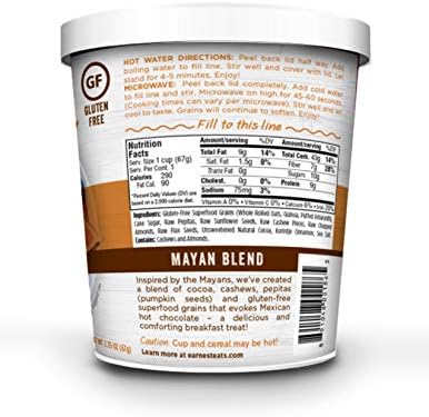 Earnest Eats Gluten-Free Superfood Oatmeal, Quinoa, Oats & Amaranth, Vegan, Healthy Snack, Mayan Blend, 2.35oz Cup, 12-Pack - Image 4