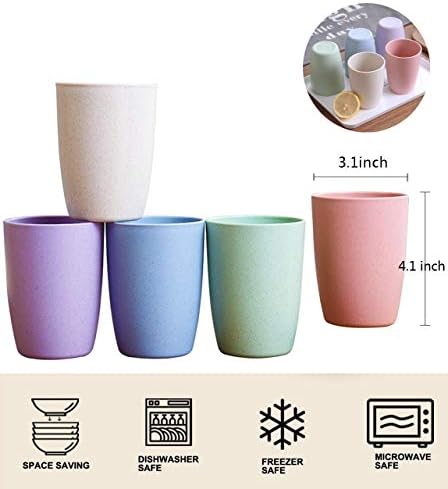 Choary Eco-friendly Unbreakable Reusable Drinking Cup for Adult(12 OZ), Wheat Straw Biodegradable Healthy Tumbler Set 5-Multicolor, Dishwasher Safe - Image 2