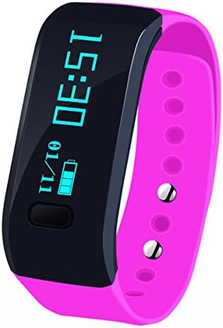 Megadream Waterproof IP65 Intelligent Activity Fitness Tracker with Pedometer Tracking & Sleep Quality & Health Sport Monitoring Smart Wristband Fitness Tracker Bracelet for iPhone & Android - Pink