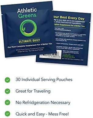 Athletic Greens Ultimate Daily, Whole Food Sourced All in One Greens Supplement, Superfood Powder, Gluten Free, Vegan and Keto Friendly, NSF Certified, Travel Packs (30 Individual Packs) - Image 3