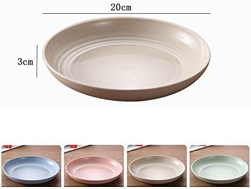4pcs Set 7.9'' Round Food Plate Dish Saucer Healthy Wheat Straw Eco Friendly Biodegradable Unbreakable Dinner Plates Dinnerware Dishes Set - Image 2