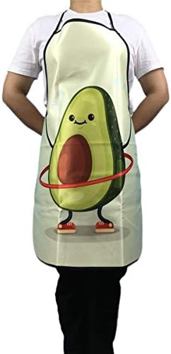 NVJUI JUFOPL Cute Apron, Cooking Kitchen Baking Gardening Haircut Bib, Funny Aprons for Women and Men Chef - Cute Avocado Boing Exercises with Hula Hoop - Image 5