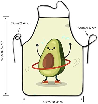 NVJUI JUFOPL Cute Apron, Cooking Kitchen Baking Gardening Haircut Bib, Funny Aprons for Women and Men Chef - Cute Avocado Boing Exercises with Hula Hoop - Image 7