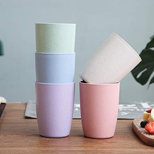 Choary Eco-friendly Unbreakable Reusable Drinking Cup for Adult(12 OZ), Wheat Straw Biodegradable Healthy Tumbler Set 5-Multicolor, Dishwasher Safe - Image 6