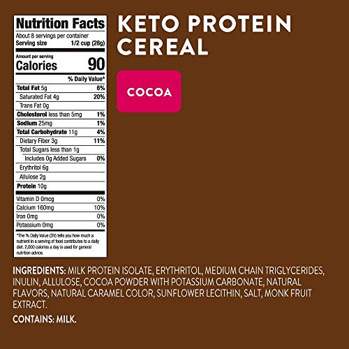 HighKey Protein Snacks - Keto Breakfast Cereal - 0 Net carb & Zero Sugar, Grain & Gluten Free Cereals Snack - Non GMO Food - Paleo, Diabetic, Ketogenic Friendly Flakes - Healthy Grocery Foods - Cocoa - Image 5