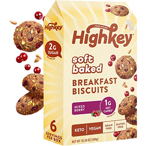 HighKey Keto Snacks Nutrition Granola Bars Cookies - Low Carb Vegan Energy Bar - Gluten Free Soft Baked Cookie - Healthy Snack Food - Ketogenic, Diabetic Paleo Friendly Individually Wrapped - Berry