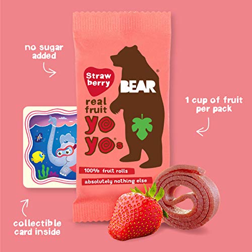 BEAR - Real Fruit Yoyos - Strawberry - 0.7 Ounce (12 Count) - No added Sugar, All Natural, non GMO, Gluten Free, Vegan - Healthy on-the-go snack for kids & adults - Image 5