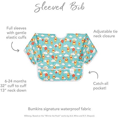 Bumkins Disney Winnie The Pooh Sleeved Bib/Baby Bib/Toddler Bib/Smock, Waterproof, Washable, Stain and Odor Resistant, 6-24 Months - Balloon - Image 4