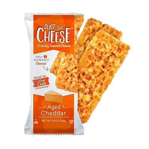 Just the Cheese Bars 10-pack, Crunchy Baked Low Carb Snack Bars. 100% Natural Cheese. High Protein and Gluten Free (Aged Cheddar)