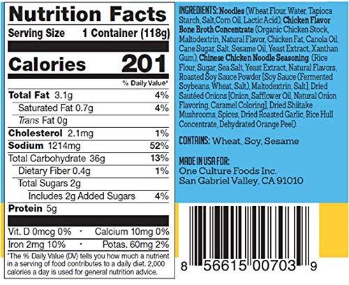 One Culture Foods Bone Broth Instant Cup Noodles, Variety - Natural - Non-GMO (Pack of 8) - Image 4