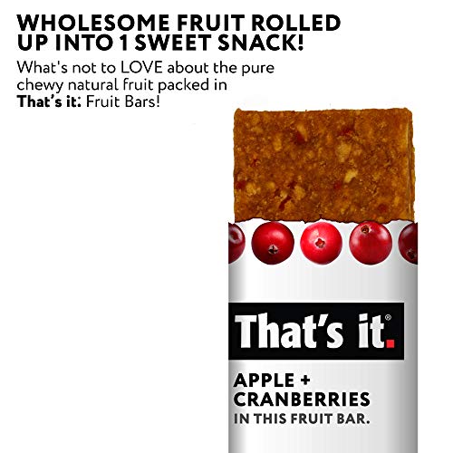 That's it. Apple+Cranberry 100% Natural Real Fruit Bar, Best High Fiber Vegan, Gluten Free Healthy Snack, Paleo for Children & Adults, No Preservatives Energy Food (12 Pack) - Image 3