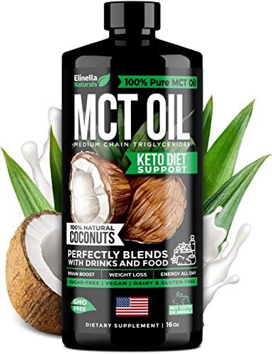 Organic MCT Oil for Brain, Energy & Weight Loss Boost - Made in USA - 100% Natural Pure Coconut Oil - Premium Metabolism Booster & Workout Enhancer - Keto & Paleo Friendly - Cruelty-Free - 16 oz