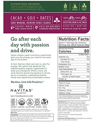 Navitas Organics Superfood Power Snacks, Cacao Goji, 8 oz. Bag — Organic, Non-GMO, Gluten-Free, No Sugar Added - Image 2