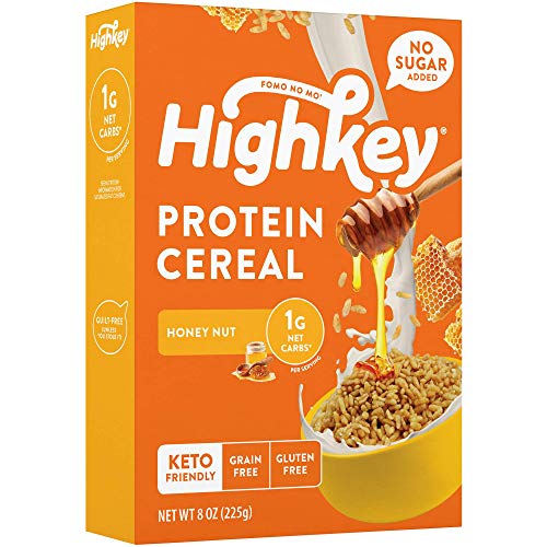 HighKey High Protein Keto Cereal - Low Carb 1g Healthy Snacks - Sugar Free Breakfast - Gluten Free Snack Food - Paleo, Diabetic, Healthy, Ketogenic Diet Friendly Grocery Cereals & Foods - Honey Nut