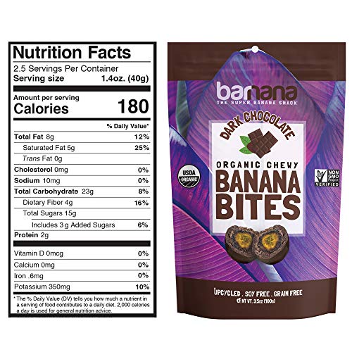 Barnana Organic Chewy Banana Bites - Dark Chocolate - 3.5 Ounce - Delicious Barnana Coated Potassium Rich Banana Snacks - Lunch Dinner Sports Hiking Natural Snack - Whole 30, Paleo, Vegetarian - Image 5