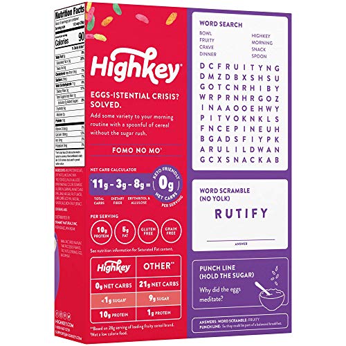 HighKey Protein Snacks - Keto Breakfast Cereal - 0 Net Carb & Zero Sugar, Gluten & Grain Free Cereals Snack Food - Paleo, Diabetic, Ketogenic Diet Friendly Pebbles - Healthy Grocery Foods - Fruity - Image 8
