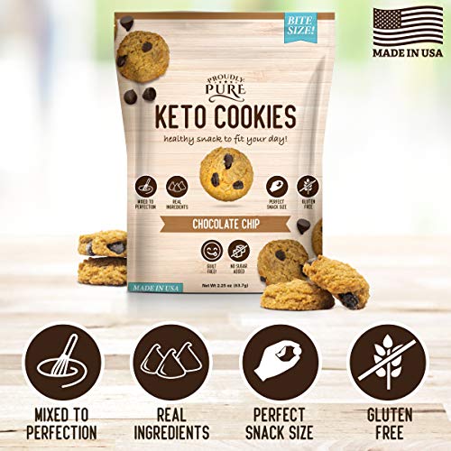 Proudly Pure Mini Bite Size On the Go 3 Pack Keto Cookie Chocolate Chip Snacks - Healthy Low Carb, Diet Friendly, Tasty and Delicious Gluten Free Food Treats Made With Real All Natural Ingredients - Image 3