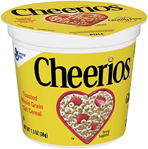 Cheerios Cereal Cup, Gluten Free Cereal, 1.3 oz (Pack of 12)