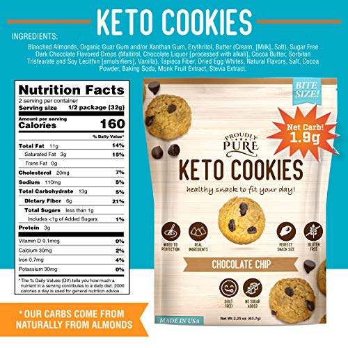 Proudly Pure Mini Bite Size On the Go 3 Pack Keto Cookie Chocolate Chip Snacks - Healthy Low Carb, Diet Friendly, Tasty and Delicious Gluten Free Food Treats Made With Real All Natural Ingredients - Image 2