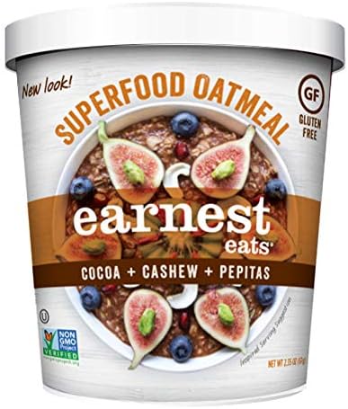 Earnest Eats Gluten-Free Superfood Oatmeal, Quinoa, Oats & Amaranth, Vegan, Healthy Snack, Mayan Blend, 2.35oz Cup, 12-Pack