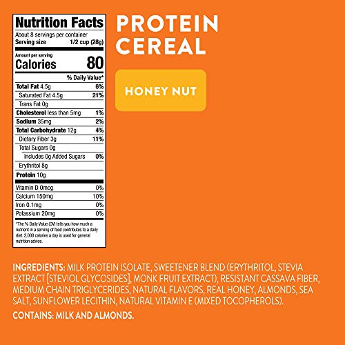 HighKey High Protein Keto Cereal - Low Carb 1g Healthy Snacks - Sugar Free Breakfast - Gluten Free Snack Food - Paleo, Diabetic, Healthy, Ketogenic Diet Friendly Grocery Cereals & Foods - Honey Nut - Image 5