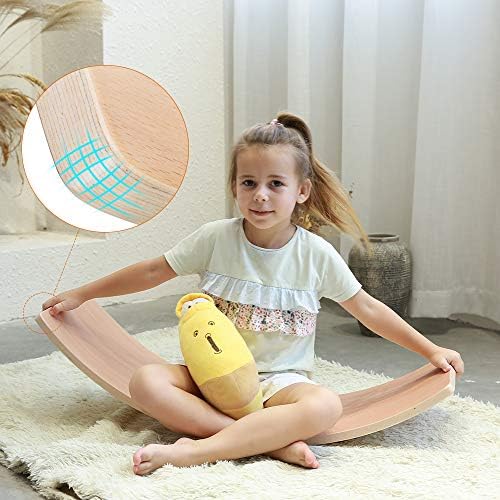 HAJACK Wooden Balance Board, Wobbel Curvy Board for Kids&Adults, Natural Wood Rocker Board, Great Kids Learning Toy for Body Training , Exercise and Physical Therapy for Home &Classroom(35 Inch Size) - Image 4