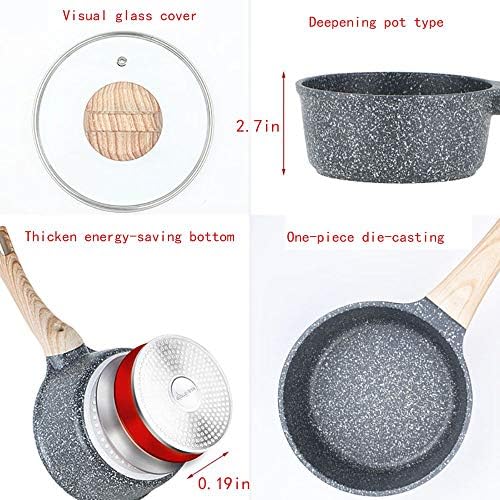 PINZHENG Saucepan Soup Pot with Lid Small Pots for Cooking Milk Warmer Hot Porridge and Noodles as Supplementary Food Croquettes Suitable for Induction Cooker Gas Stove Nonstick Pot - Image 3