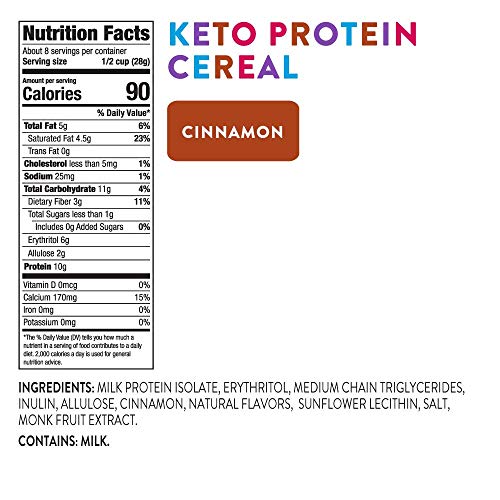 HighKey Keto Snacks - Protein Breakfast Cereal - 0 Net Carb & Zero Sugar, Grain & Gluten Free Cereals Snack Food - Paleo, Diabetic, Ketogenic Diet Friendly - Non GMO - Healthy Grocery Foods - Cinnamon - Image 5