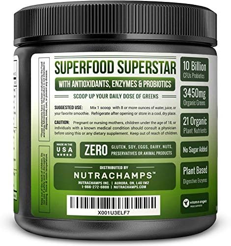 Super Greens Powder Premium Superfood - 20+ Organic Green Veggie Whole Foods - Wheat Grass, Spirulina, Chlorella & More - Antioxidant, Digestive Enzyme & Probiotic Blends | Vegan Juice Supplement - Image 3