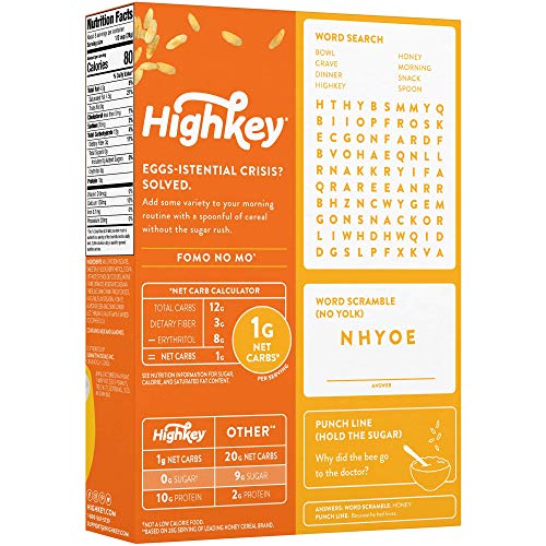 HighKey High Protein Keto Cereal - Low Carb 1g Healthy Snacks - Sugar Free Breakfast - Gluten Free Snack Food - Paleo, Diabetic, Healthy, Ketogenic Diet Friendly Grocery Cereals & Foods - Honey Nut - Image 7