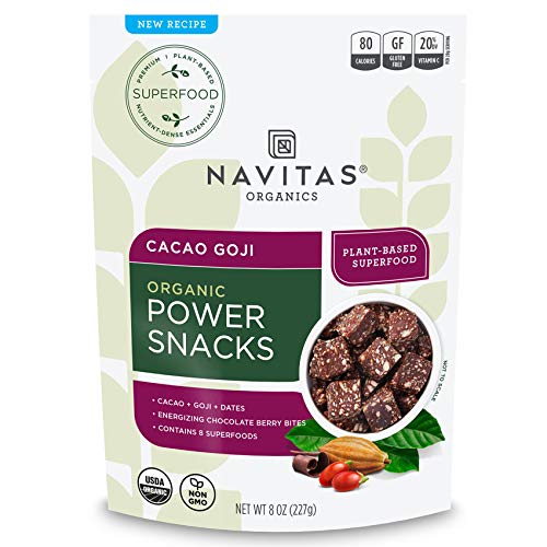 Navitas Organics Superfood Power Snacks, Cacao Goji, 8 oz. Bag — Organic, Non-GMO, Gluten-Free, No Sugar Added