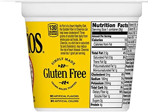 Cheerios Cereal Cup, Gluten Free Cereal, 1.3 oz (Pack of 12) - Image 3
