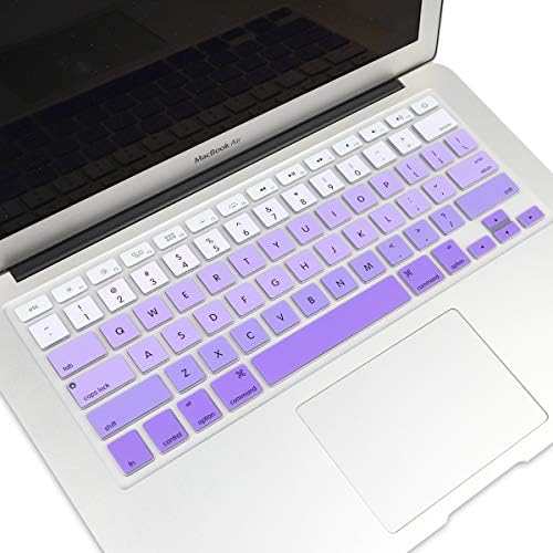 Batianda New Ombre Color Keyboard Cover Protector Silicone Skin for Old MacBook Air 13" MacBook Pro 13" 15" 17" (with or w/Out Retina Display) - White to Purple - Image 2
