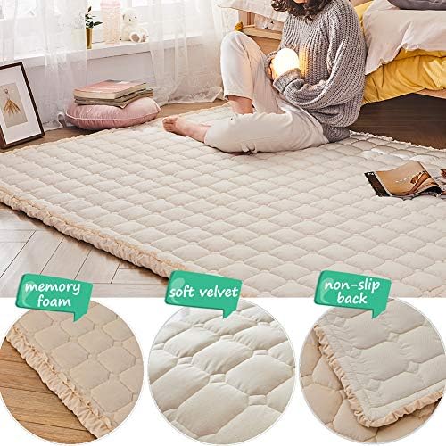 Puff Plush Baby Play Mat, Nursery Area Rug Large Activity Mat, Large Floor Rug for Boys Girls Toddlers, Soft Tummy Time Mat, Exercise Yoga Mat for Bedroom Living Room (Solid Beige) - Image 4