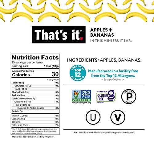That’s It. Fun Size Fruit Bars Variety Pack(50 Pieces, 10g Each) With Apples + Bananas, Apples + Cranberries, Non-GMO, Paleo and Kosher Friendly, Gluten Free Breakfast Snacks - Image 3