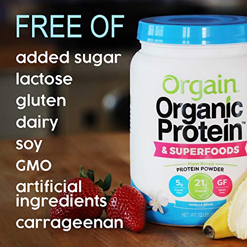 Orgain Organic Plant Based Protein + Superfoods Powder, Vanilla Bean - Vegan, Non Dairy, Lactose Free, No Sugar Added, Gluten Free, Soy Free, Non-GMO, 1.12 Lb - Image 3