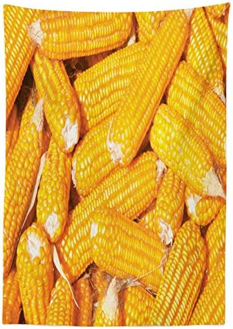 Ambesonne Autunm Tablecloth, Many Corn Organic Healthy Food Ingredient Producing in Autumn Closeup Picture, Rectangular Table Cover for Dining Room Kitchen Decor, 60" X 90", Yellow - Image 2