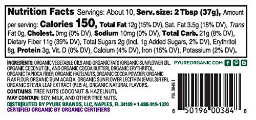 Organic Hazelnut Spread with Cocoa by Pyure | Keto Friendly, No Palm Oil, Vegan, Peanut Free | 90% Less Sugar Than the Market Leading Brand, 13 Oz - Image 8