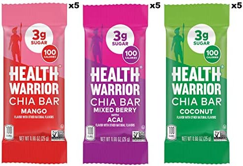 Health Warrior Chia Bars, Tropical Variety Pack, Gluten Free, Vegan, 25g Bars, 15 Count - Image 2