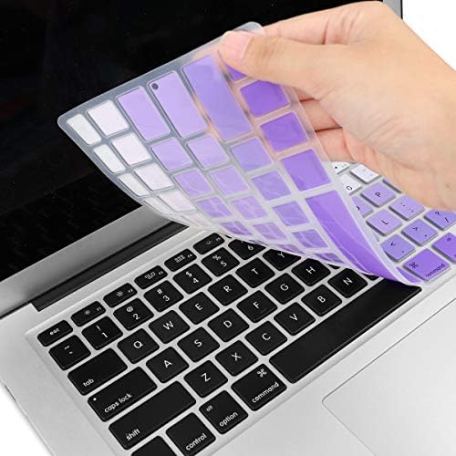 Batianda New Ombre Color Keyboard Cover Protector Silicone Skin for Old MacBook Air 13" MacBook Pro 13" 15" 17" (with or w/Out Retina Display) - White to Purple - Image 3
