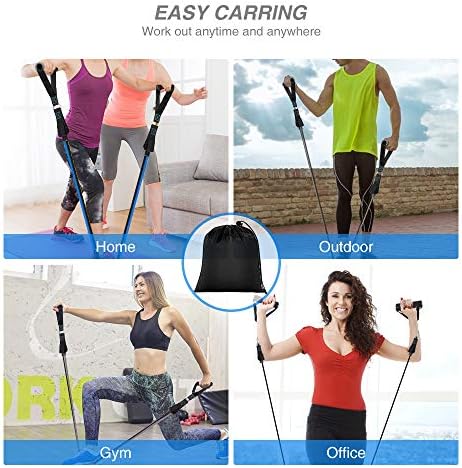 PONOSIR Exercise Resistance Bands Set - Workout Resistant Bands with Handle for Men/Women, Upgraded 12PC Home Fitness Equipment Stretch Tubes Bands Door Resistance Rope Cords, Stackable up to 100lbs - Image 7