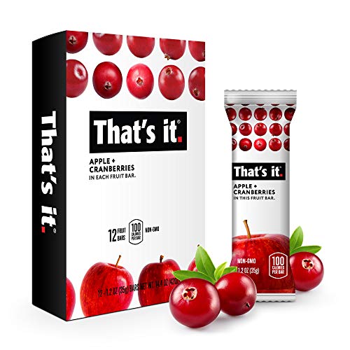 That's it. Apple+Cranberry 100% Natural Real Fruit Bar, Best High Fiber Vegan, Gluten Free Healthy Snack, Paleo for Children & Adults, No Preservatives Energy Food (12 Pack)